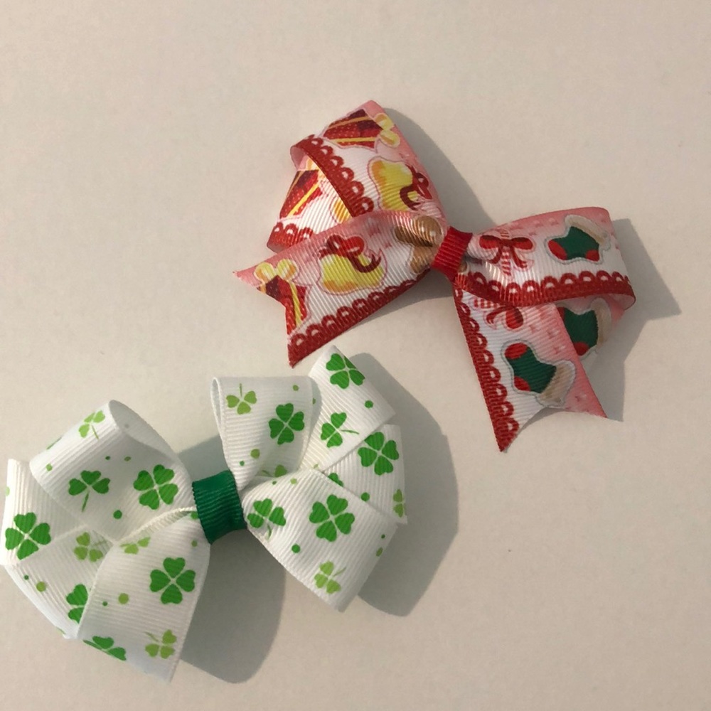 Christmas and St. Patrick’s Day clip on bows